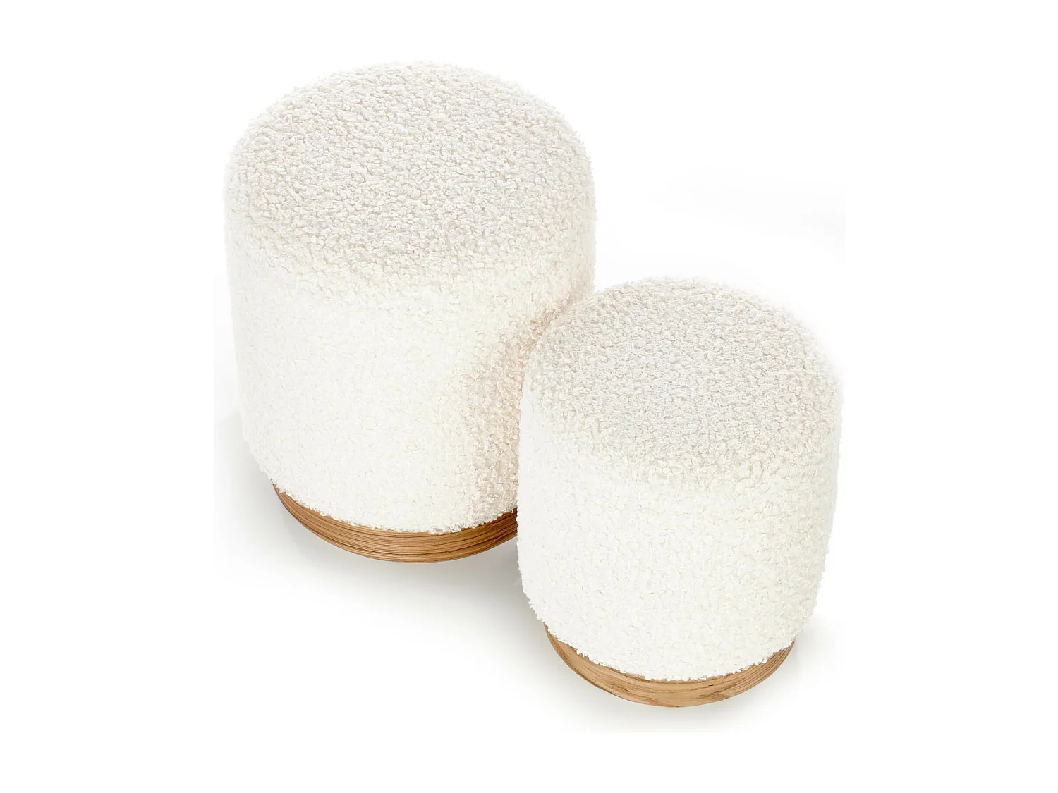 Set di 2 pouf in tessuto bouclé beige con contenitore OREL