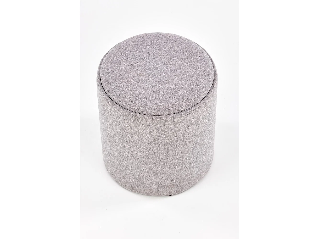 Ensemble de deux poufs avec coffre de rangement en tissu gris avec dessus aspect bois SEMIEL