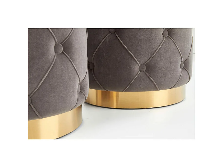 Pouf nido in velluto grigio con base in metallo dorato ECHO