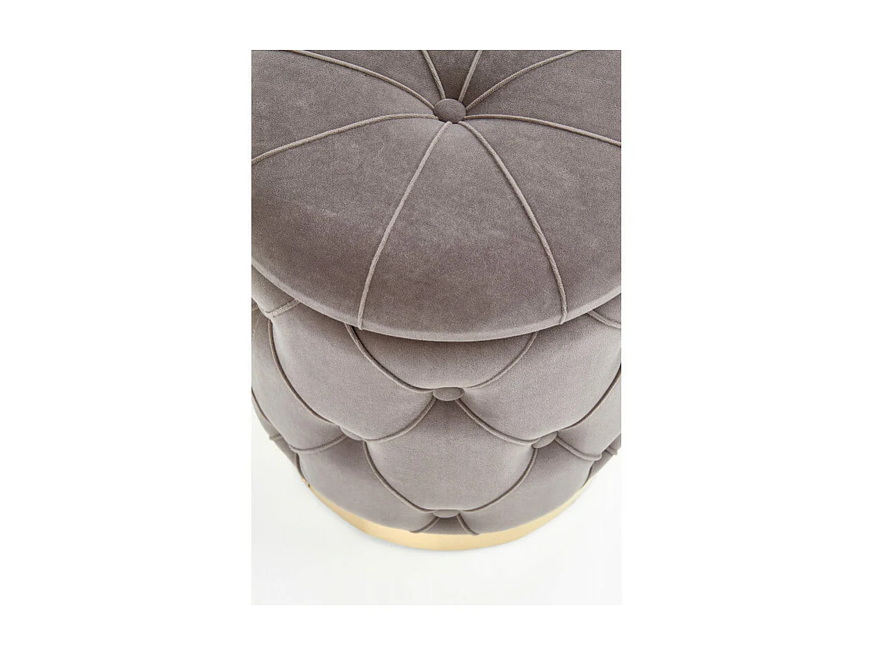 Poufs gigognes en velours gris avec base en métal doré ECHO