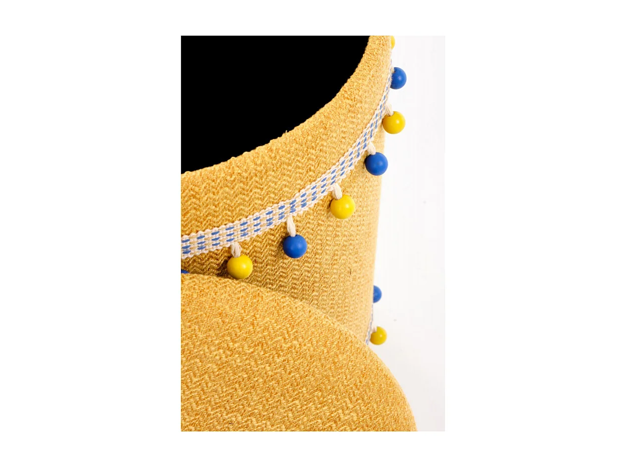 Ensemble de deux poufs gigognes en tissu jaune DINARD