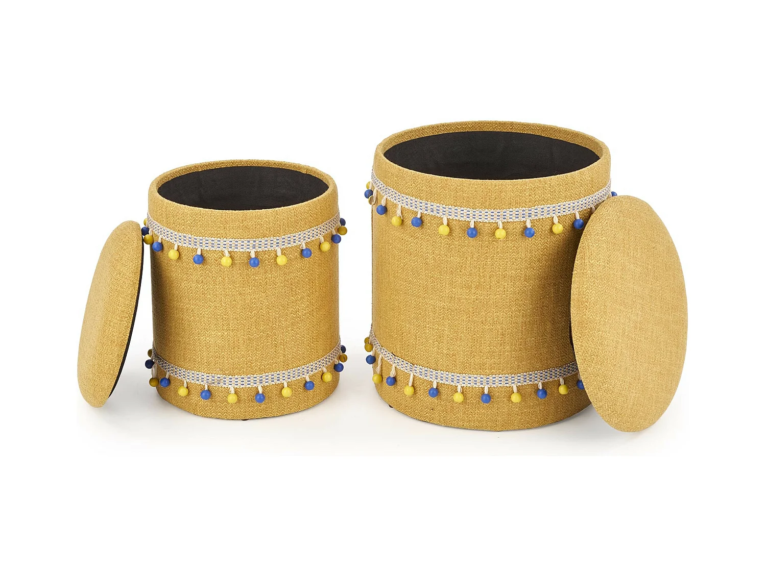 Lote de dos pufs nido en tejido DINARD amarillo