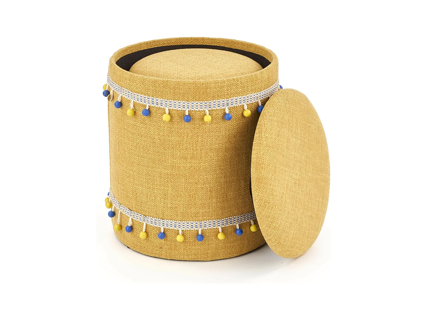 Lote de dos pufs nido en tejido DINARD amarillo