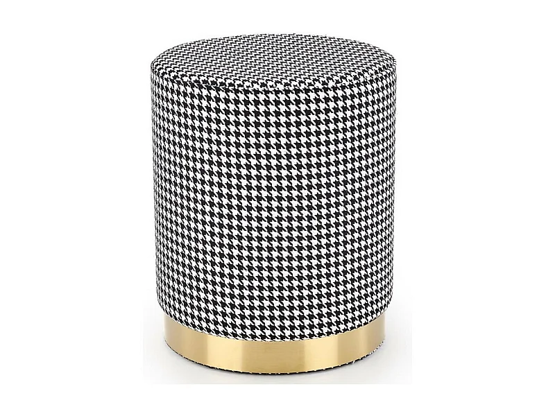 Pouf en tissu pied de poule avec socle en métal doré INITIALS