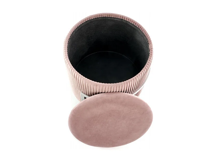 Pouf in velluto rosa con contenitore KANA