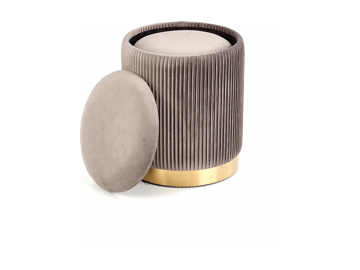 Poufs gigognes en velours plissé gris avec socle en métal doré PLEATS