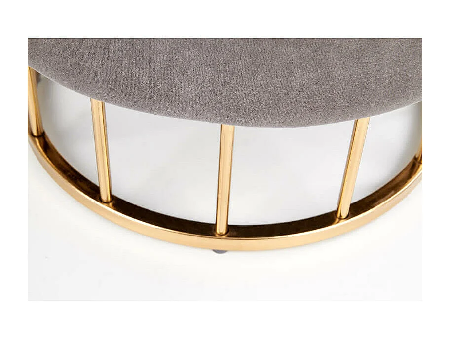 Pouf en velours gris avec coffre de rangement et base en métal doré CHEST