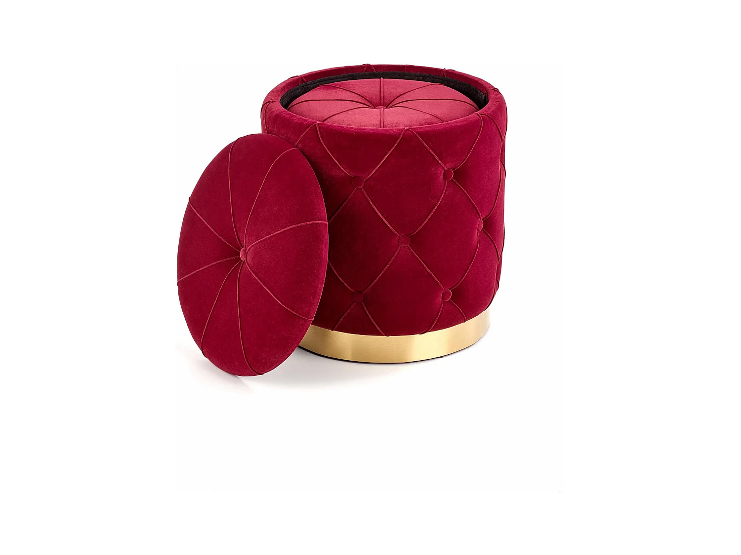 Poufs gigognes en velours bordeaux avec base en acier doré ECHO