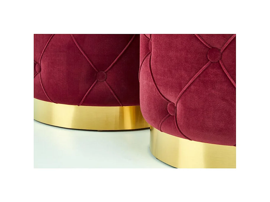 Poufs gigognes en velours bordeaux avec base en acier doré ECHO