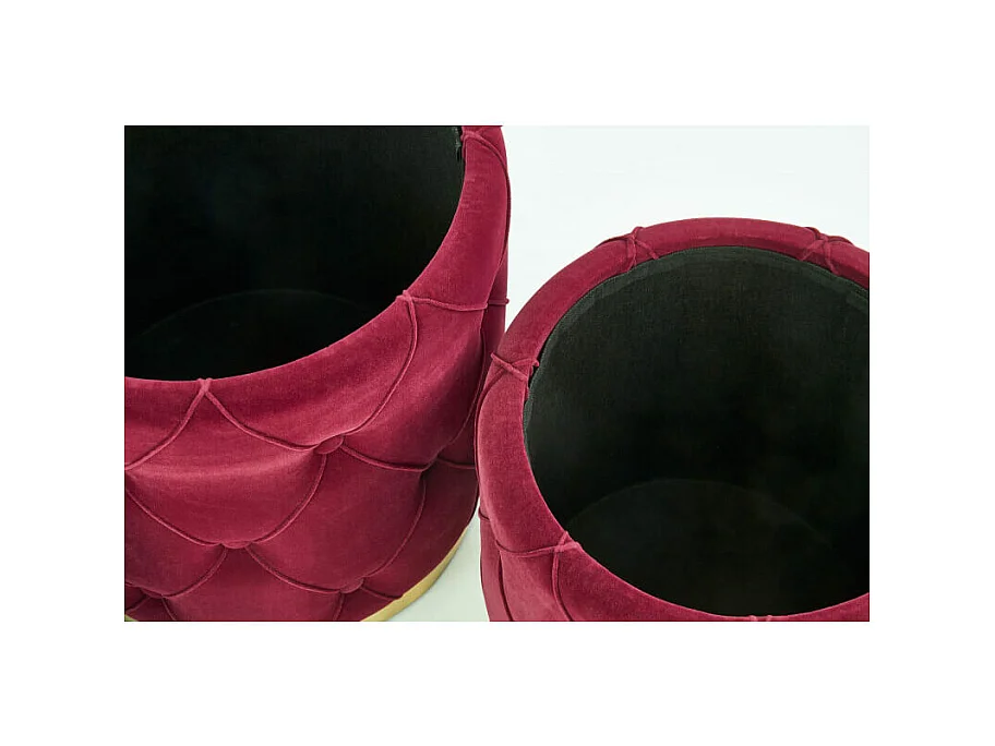 Poufs gigognes en velours bordeaux avec base en acier doré ECHO