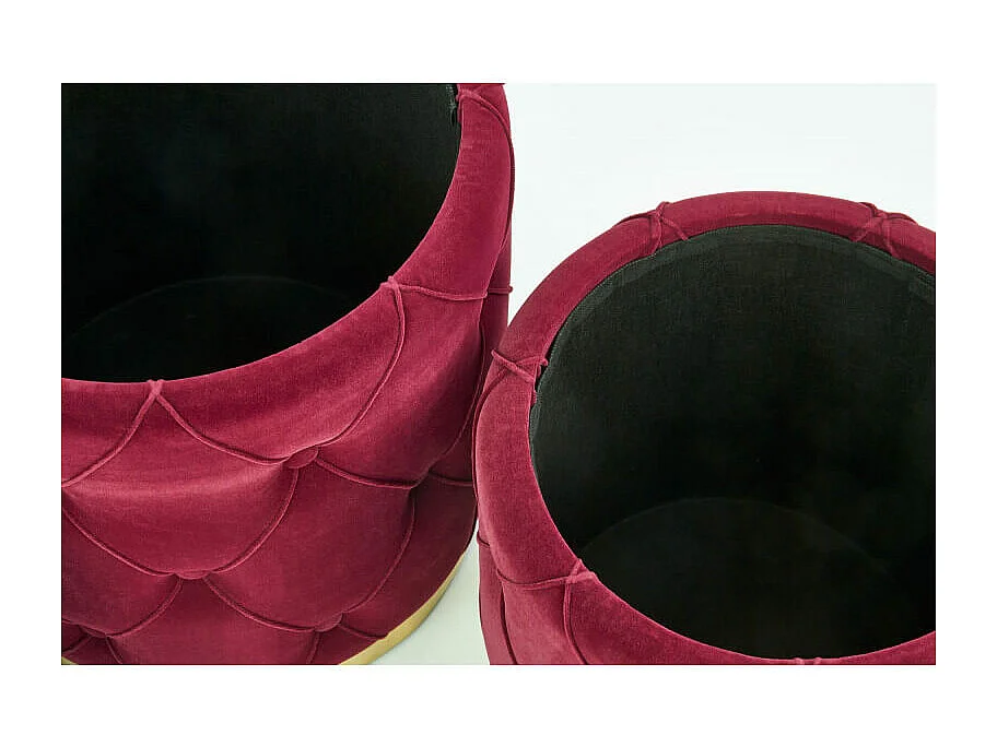 Poufs nido ECHO de terciopelo burdeos con base de acero dorado