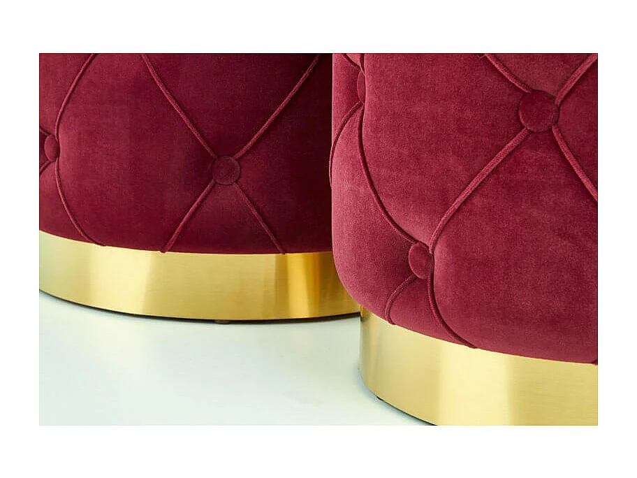 Poufs nido ECHO de terciopelo burdeos con base de acero dorado