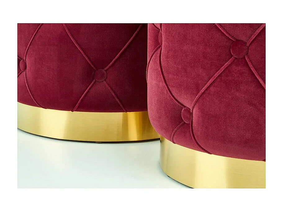 Poufs nido ECHO de terciopelo burdeos con base de acero dorado