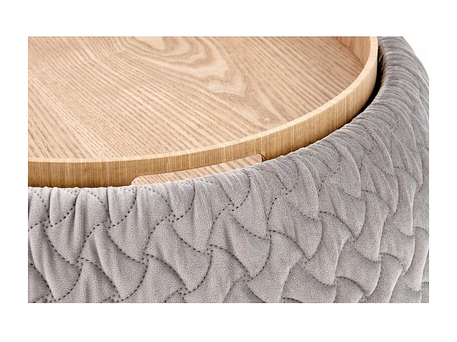 Pouf contemporaneo in tessuto grigio con contenitore integrato ELION