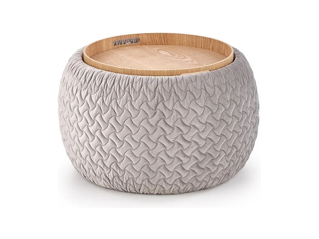 Pouf contemporain en tissu gris avec coffre de rangement intégré ELION