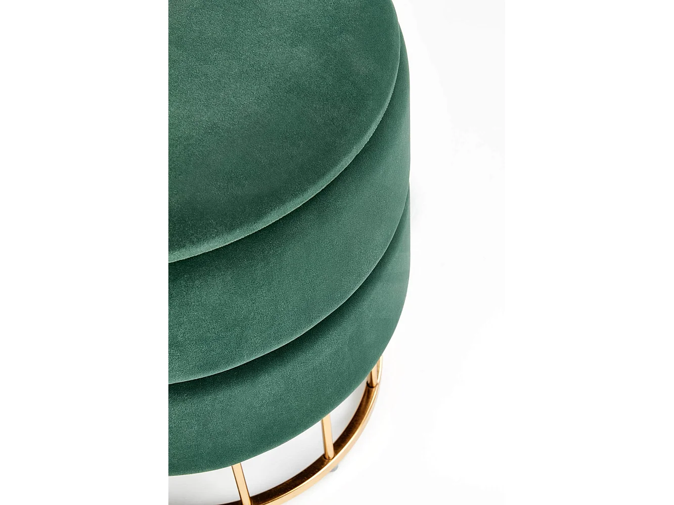 Pouf vintage en velours vert foncé avec coffre de rangement et pied doré CHEST