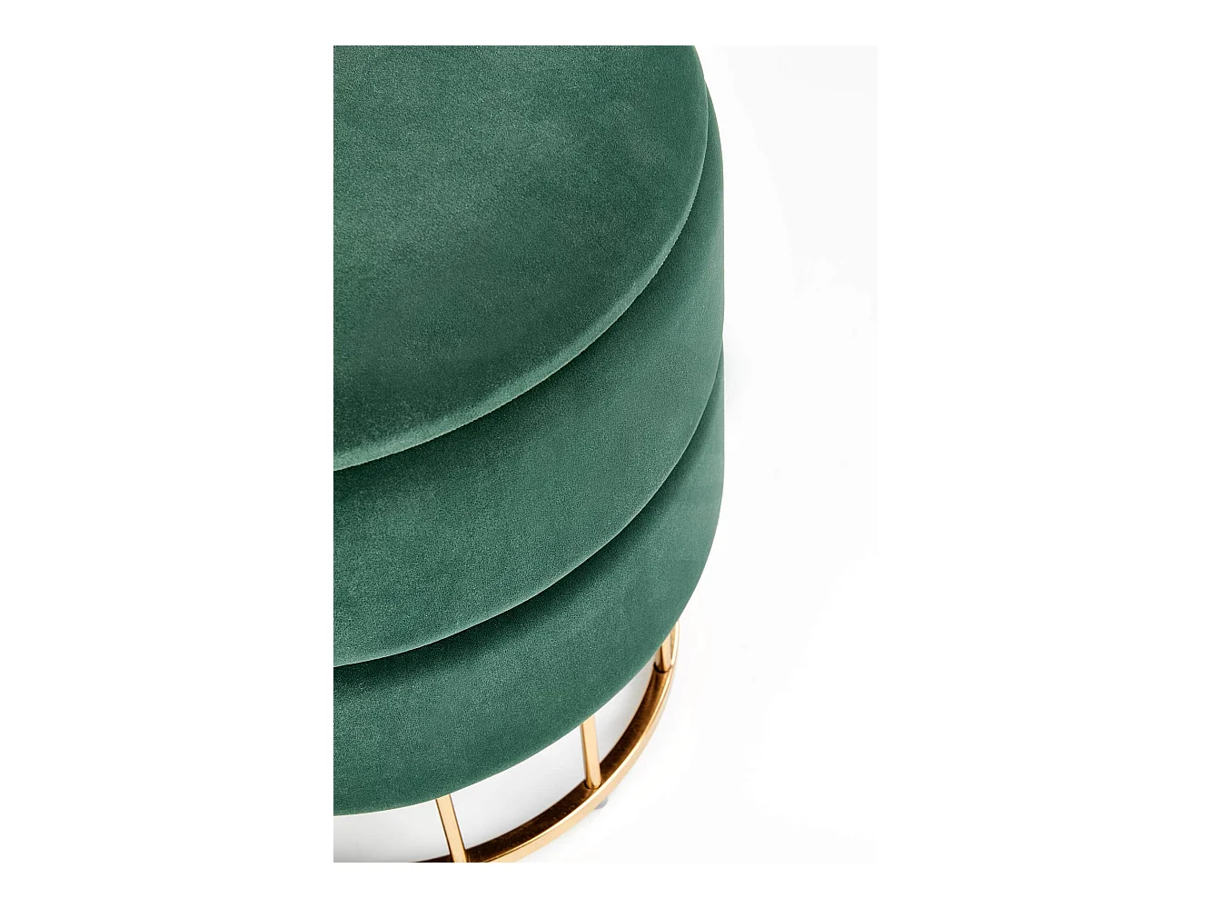 Pouf vintage in velluto verde scuro con contenitore e piedini dorati CESTINO