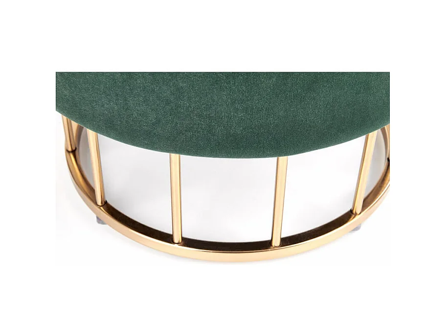 Pouf vintage in velluto verde scuro con contenitore e piedini dorati CESTINO