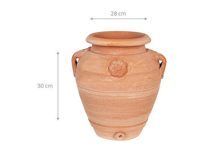 BISCOTTINI Vase Jarre - En Terre Cuite Antique - Pot de Fleurs - Jardinière - Jardin - Mobilier - Décoratif - 28x25x30 cm