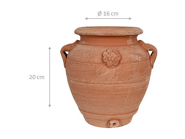 BISCOTTINI Vase Jarre - En Terre Cuite Antique - Pot de Fleurs - Jardinière - Jardin - Mobilier - Décoration - 16x16x20 cm