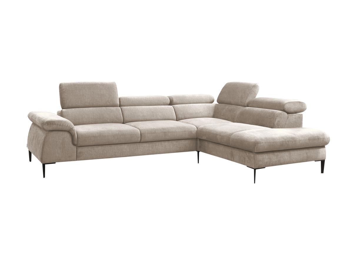 Großes Ecksofa mit Schlaffunktion - Ecke rechts - Samt - Beige - SEPINA von günstig online kaufen