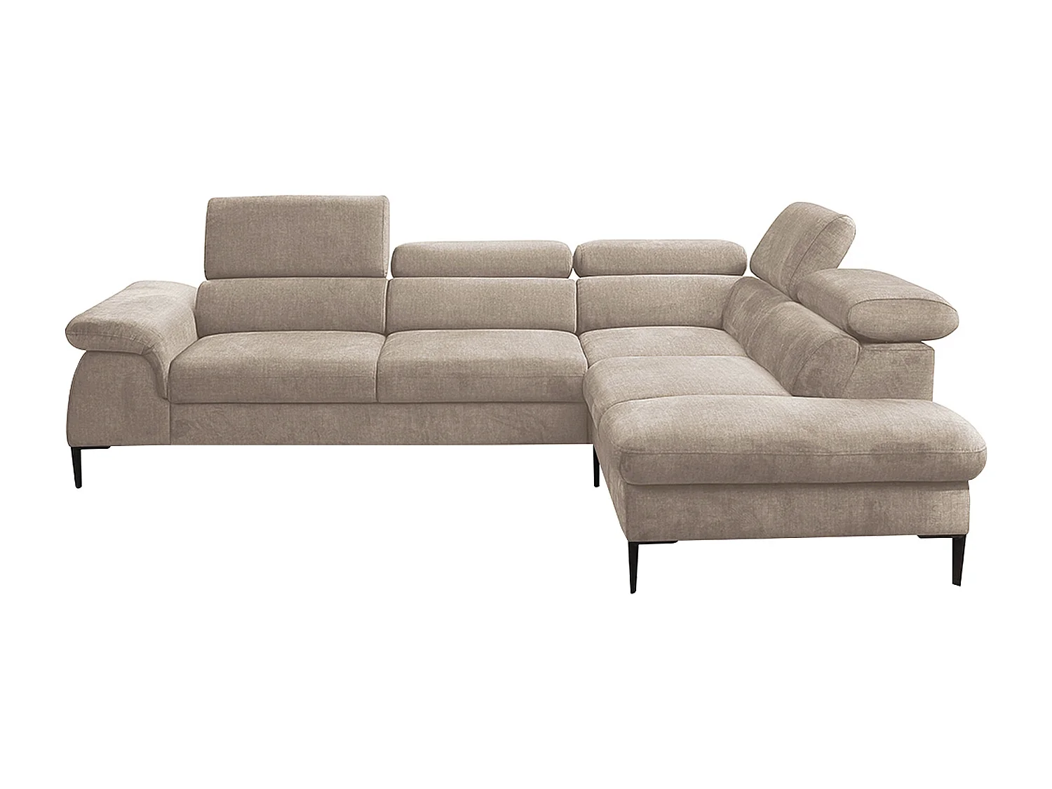 Großes Ecksofa mit Schlaffunktion - Ecke rechts - Samt - Beige - SEPINA von Pascal Morabito