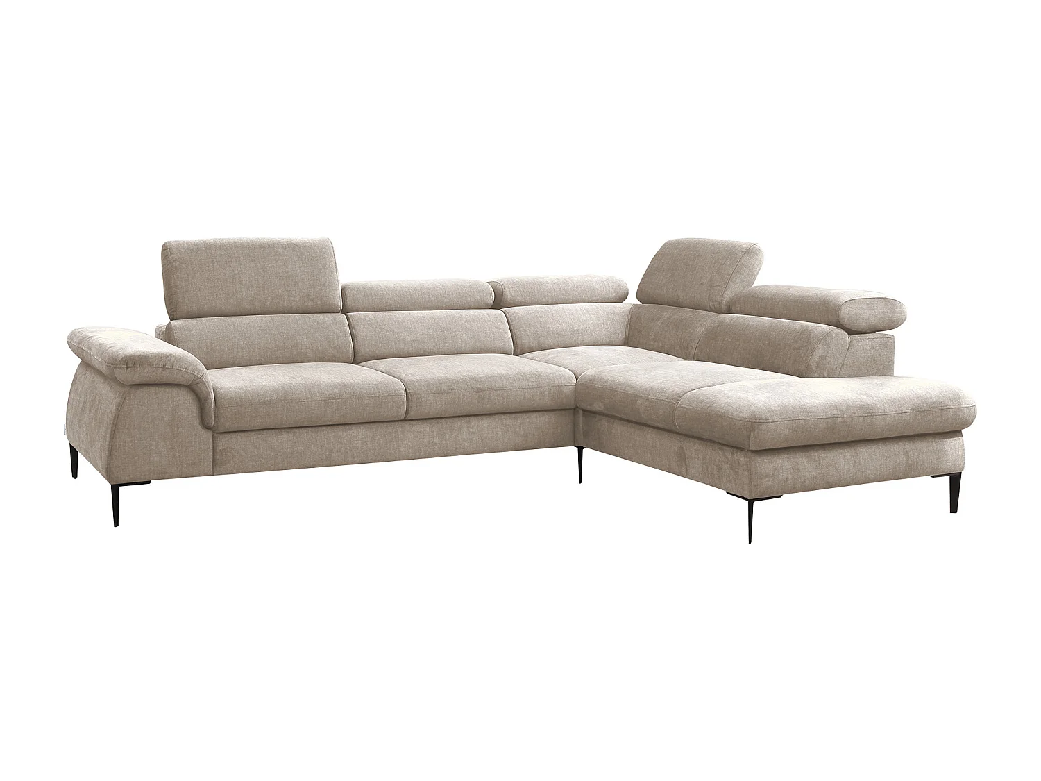 Großes Ecksofa mit Schlaffunktion - Ecke rechts - Samt - Beige - SEPINA von Pascal Morabito