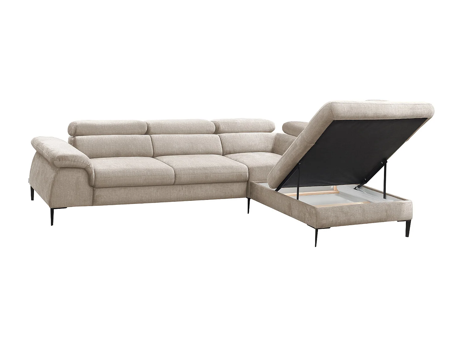 Großes Ecksofa mit Schlaffunktion - Ecke rechts - Samt - Beige - SEPINA von Pascal Morabito