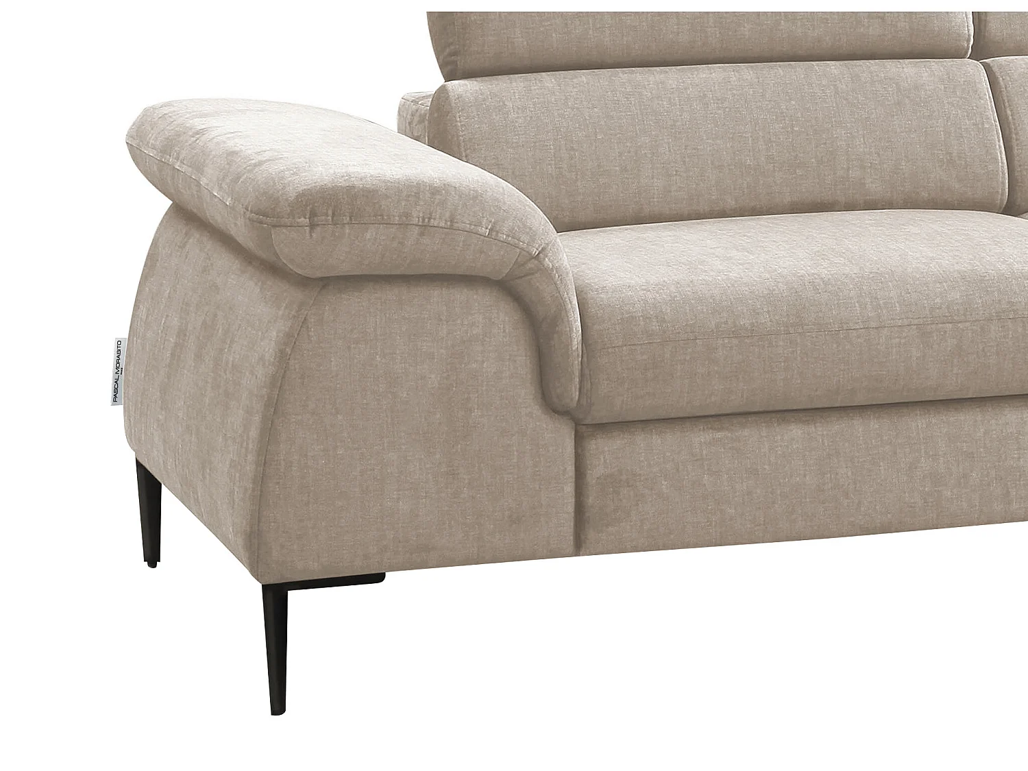 Großes Ecksofa mit Schlaffunktion - Ecke rechts - Samt - Beige - SEPINA von Pascal Morabito