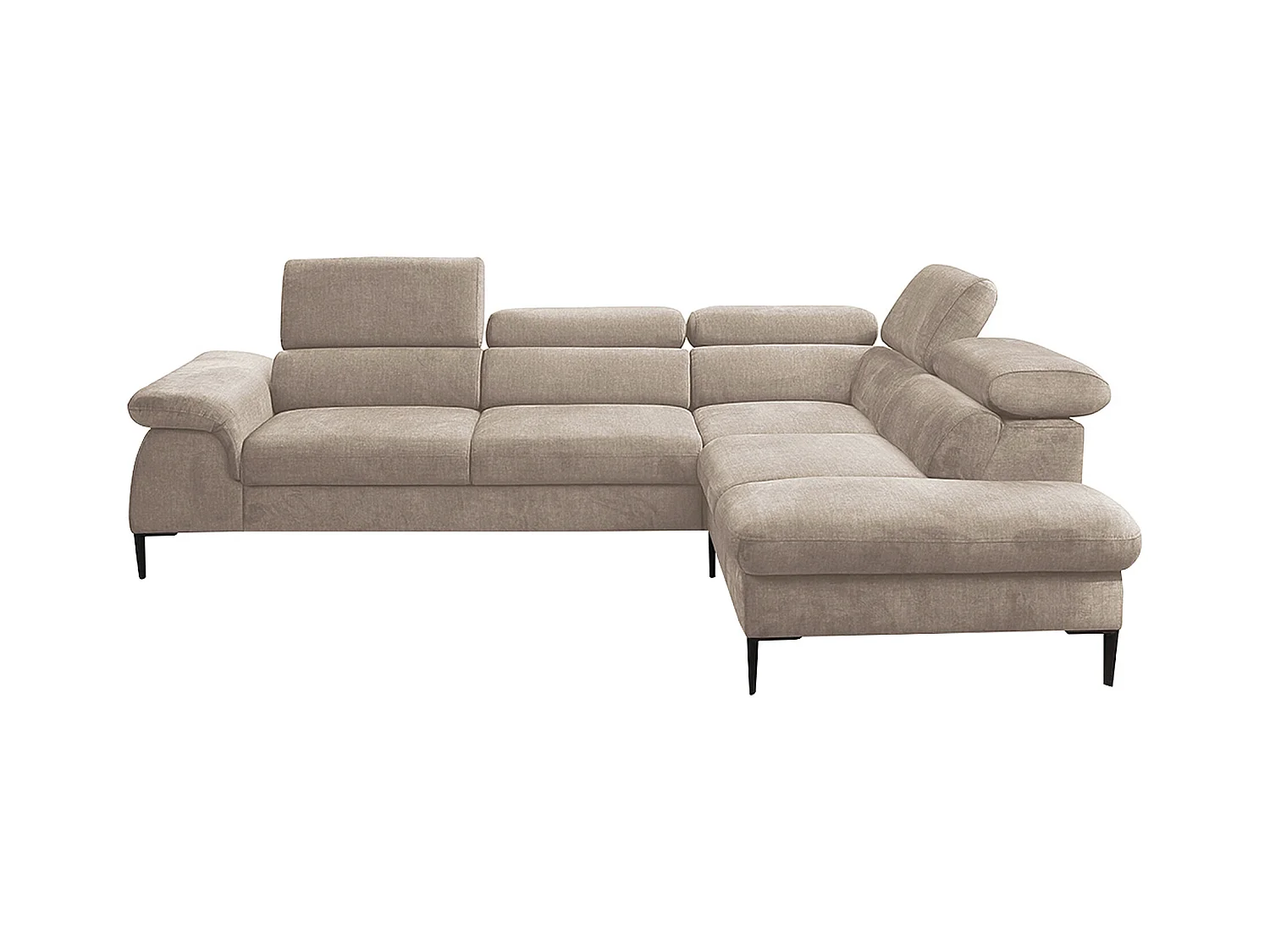 Stor hjørnekanape som kan gjøres om til en seng i beige fløyel SEPINA fra Pascal Morabito