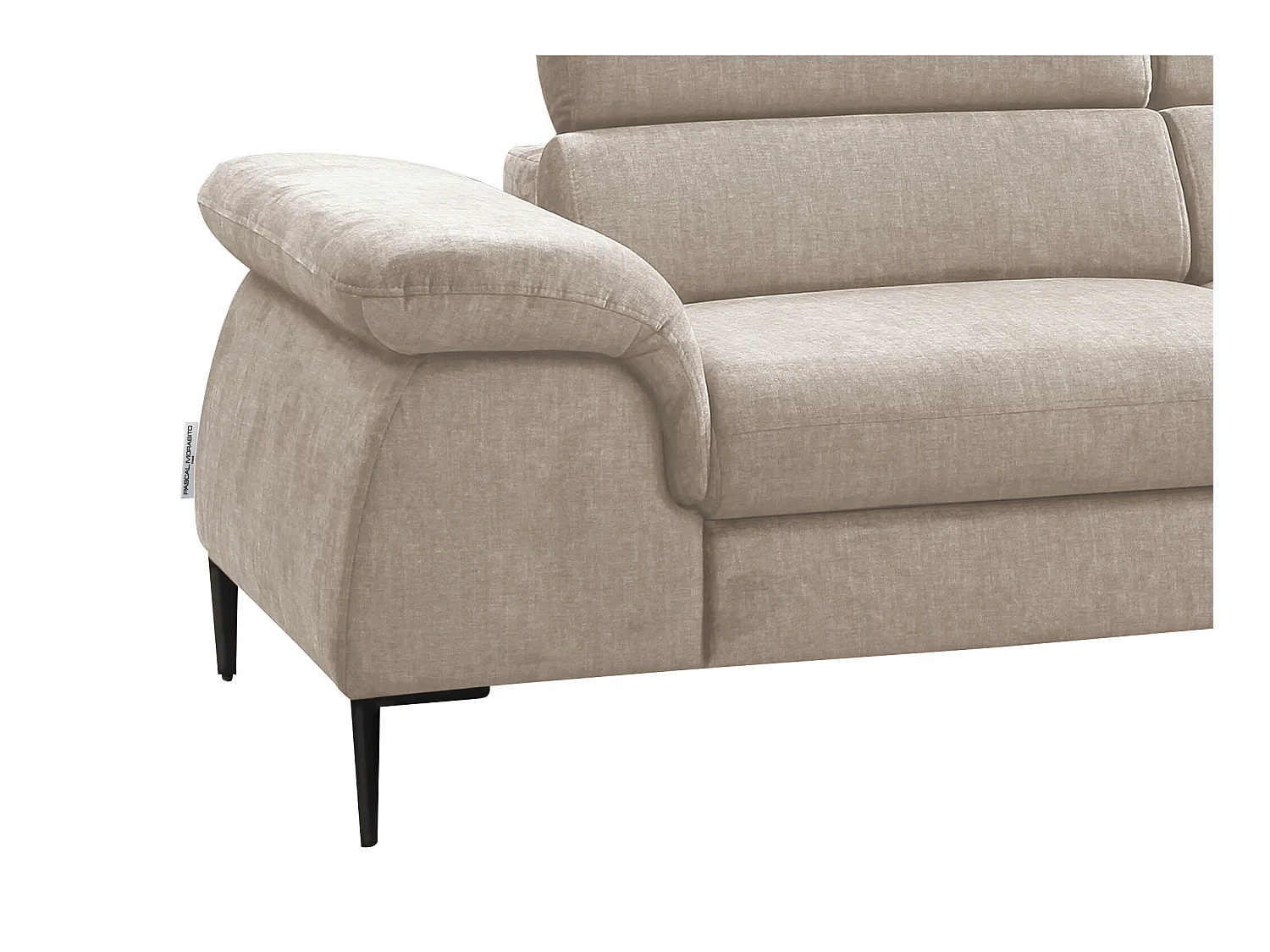 Stor hjørnekanape som kan gjøres om til en seng i beige fløyel SEPINA fra Pascal Morabito