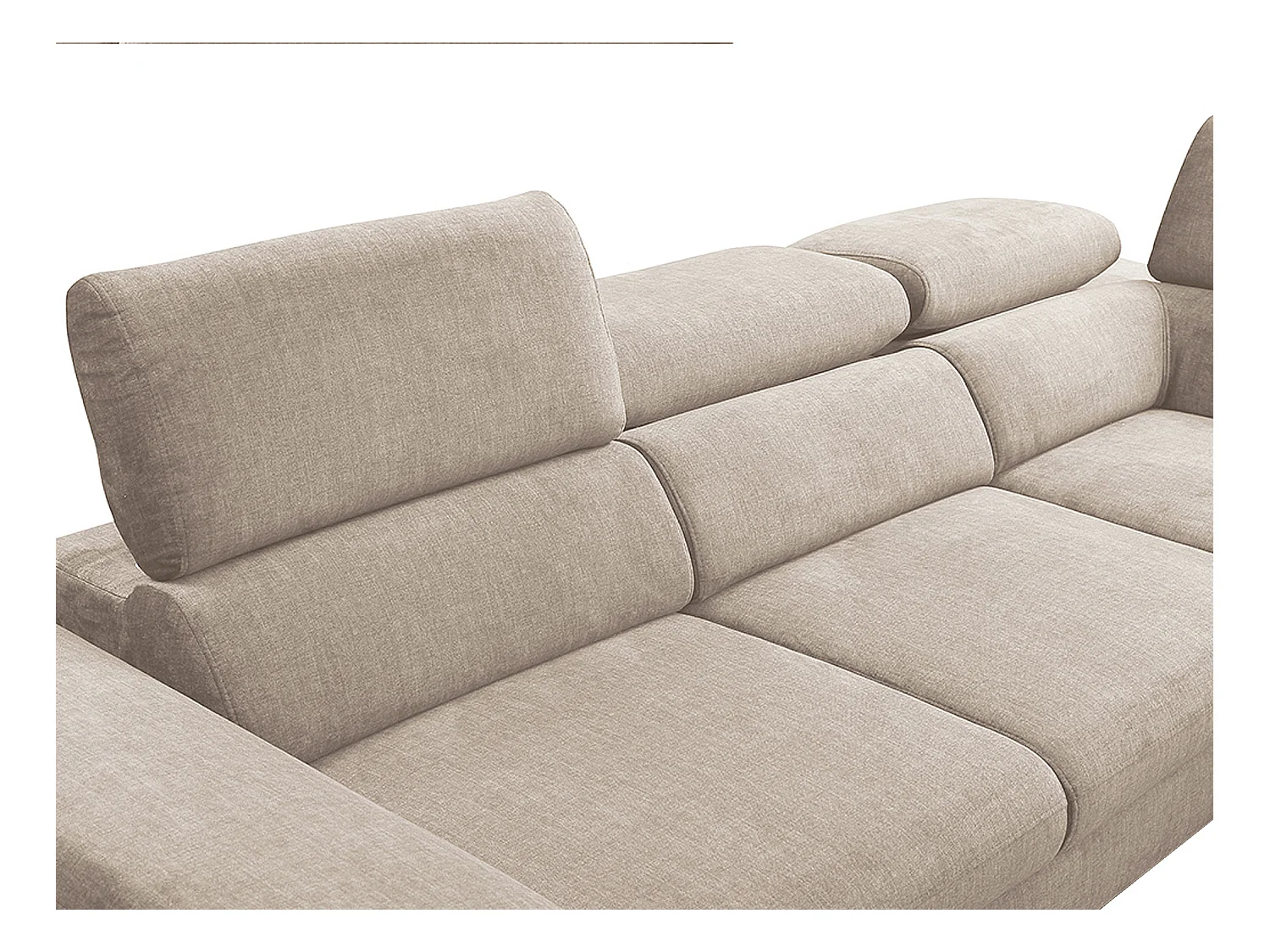 Stor hjørnekanape som kan gjøres om til en seng i beige fløyel SEPINA fra Pascal Morabito