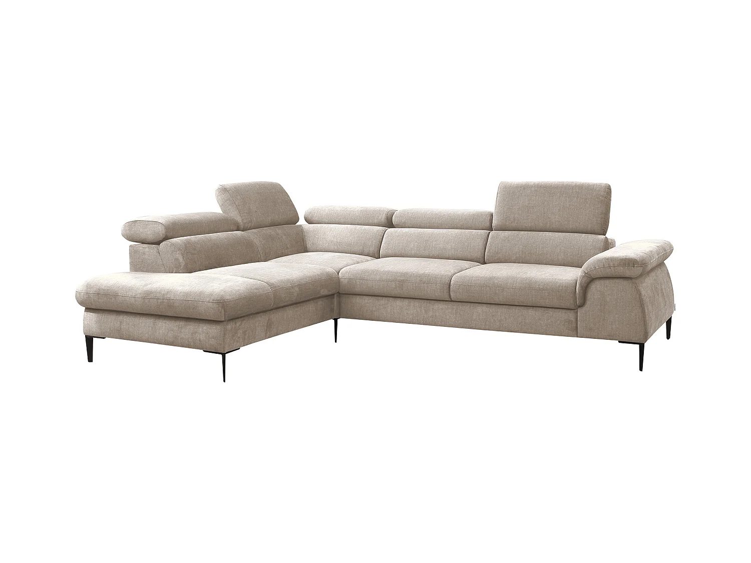 Stor venstre hjørnesofa, der kan konverteres til sofaseng, beige fløjlsafefarvet fløjlsafel- sofa SEPINA af Pascal Morabito