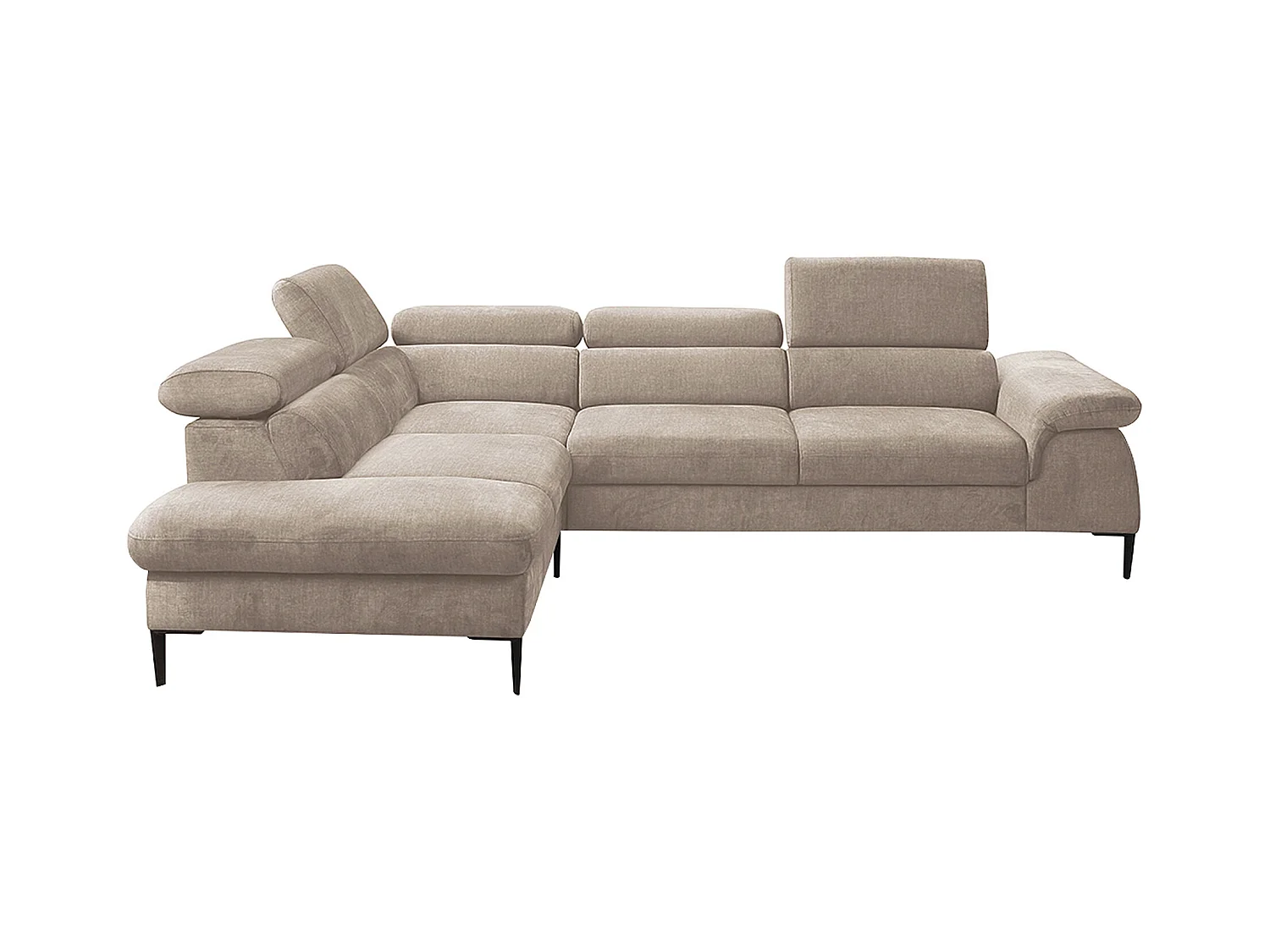 Stor venstre hjørnesofa, der kan konverteres til sofaseng, beige fløjlsafefarvet fløjlsafel- sofa SEPINA af Pascal Morabito