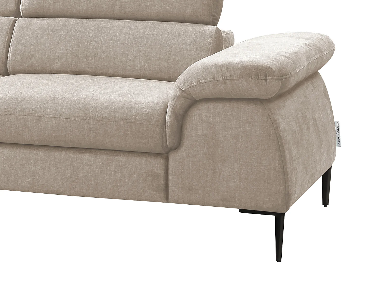 Grote slaapbank met hoek links in beige fluweel SEPINA van Pascal Morabito