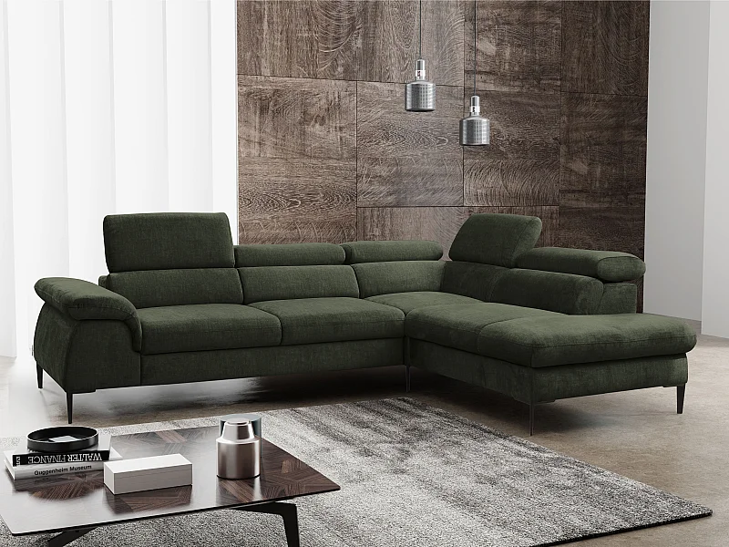 Grande divano letto in Velluto Verde - Angolo a destra - SEPINA di PASCAL MORABITO