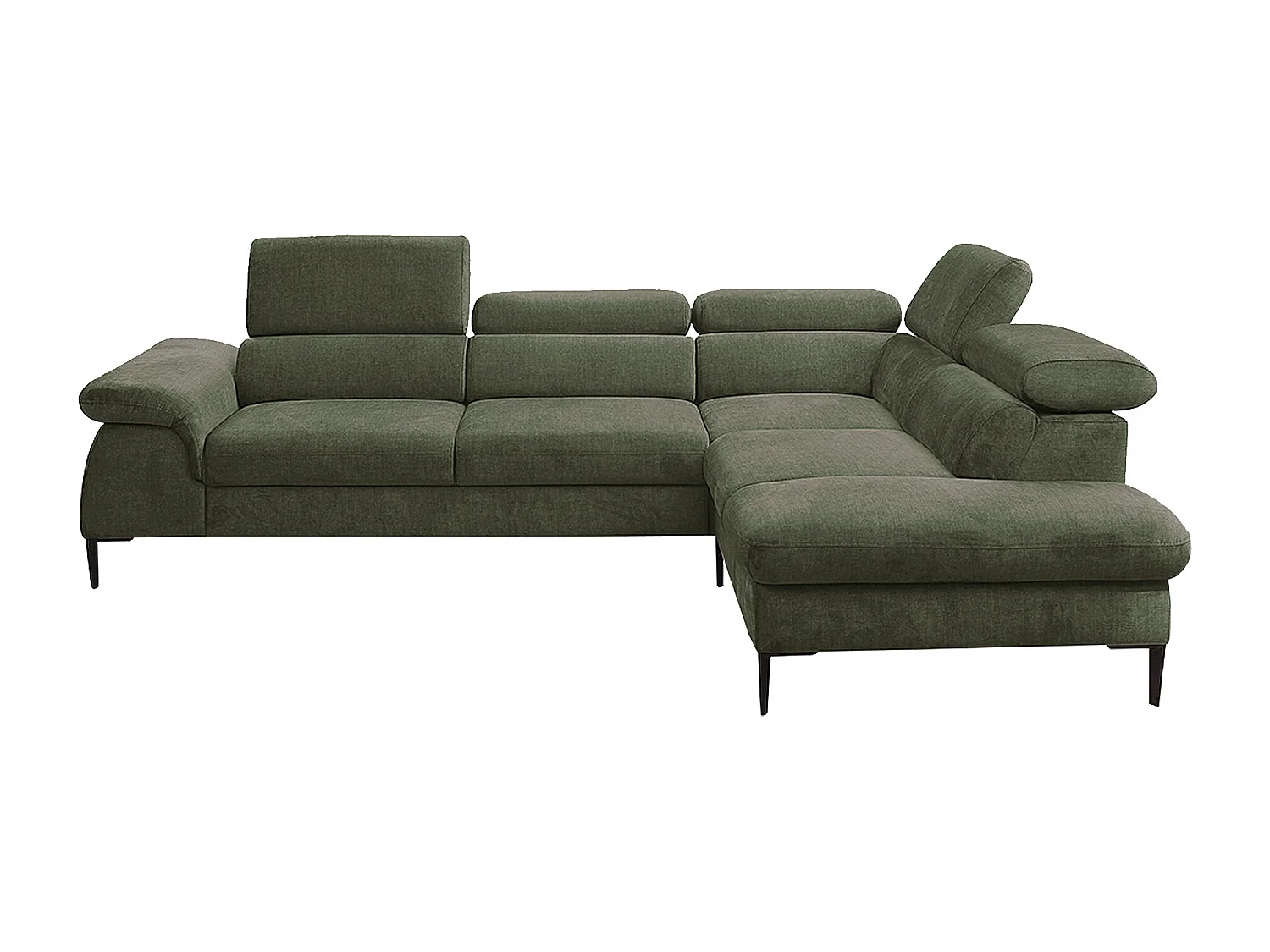 Gran sofá cama rinconera derecha de terciopelo verde SEPINA de Pascal Morabito