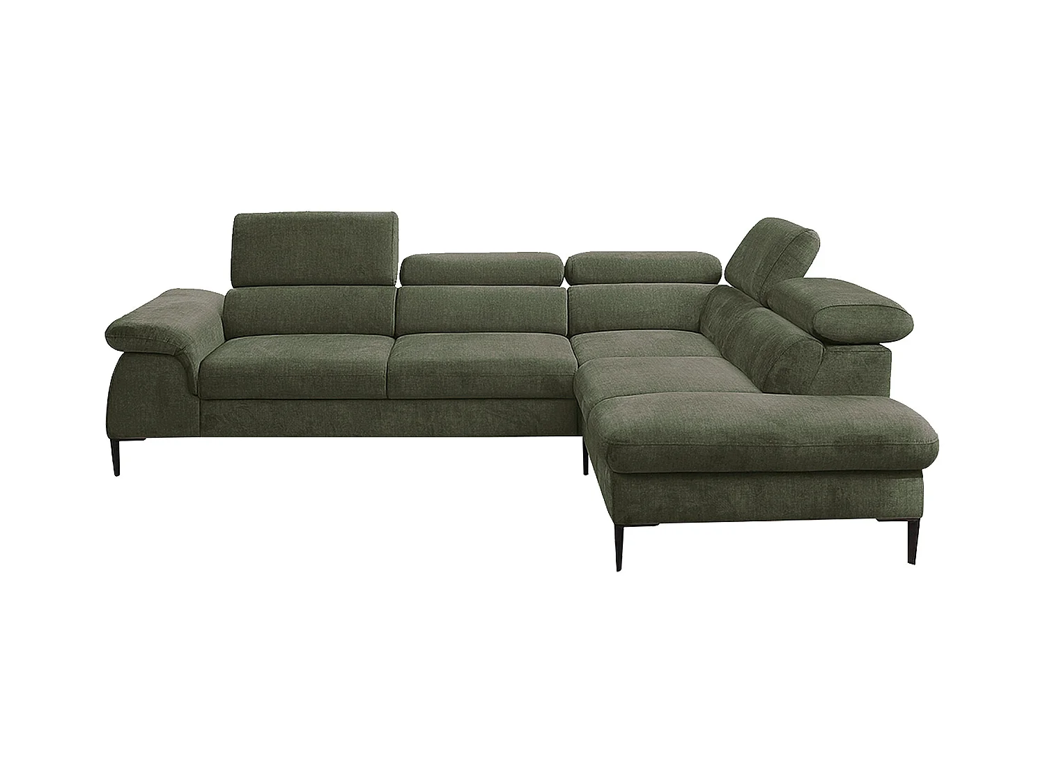 Stor højreol sofa med højre hjørnesofa i grøn velour SEPINA af Pascal Morabito