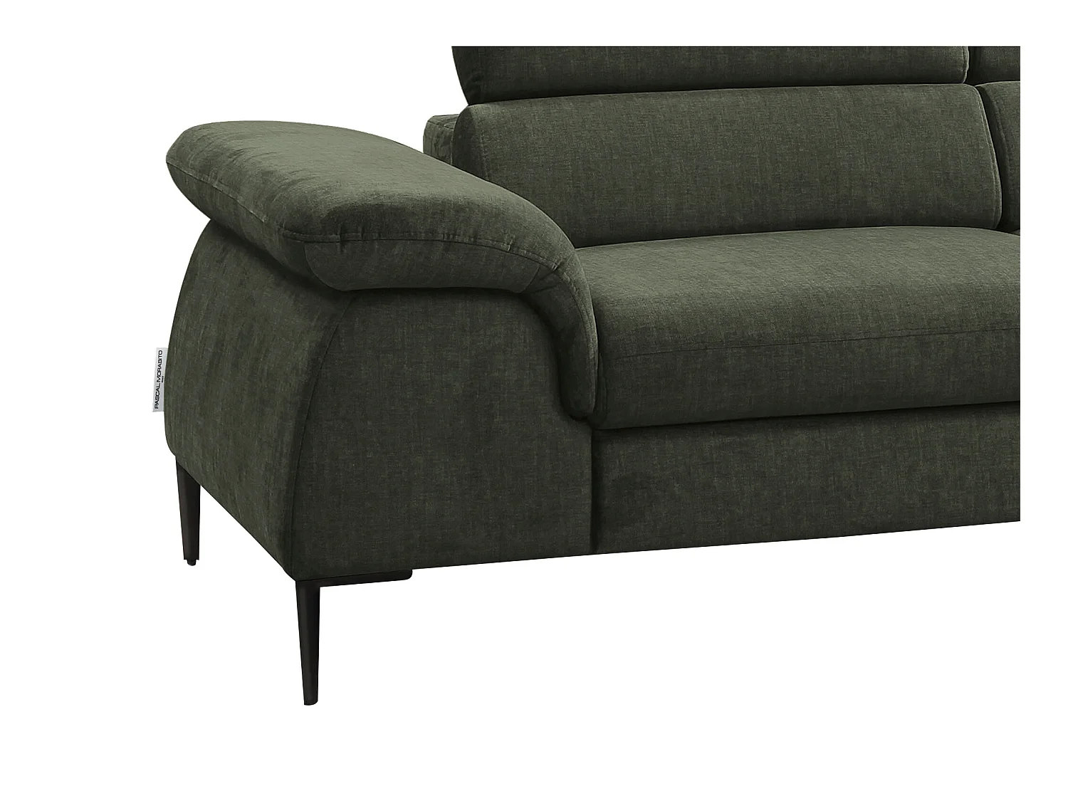 Stor højreol sofa med højre hjørnesofa i grøn velour SEPINA af Pascal Morabito