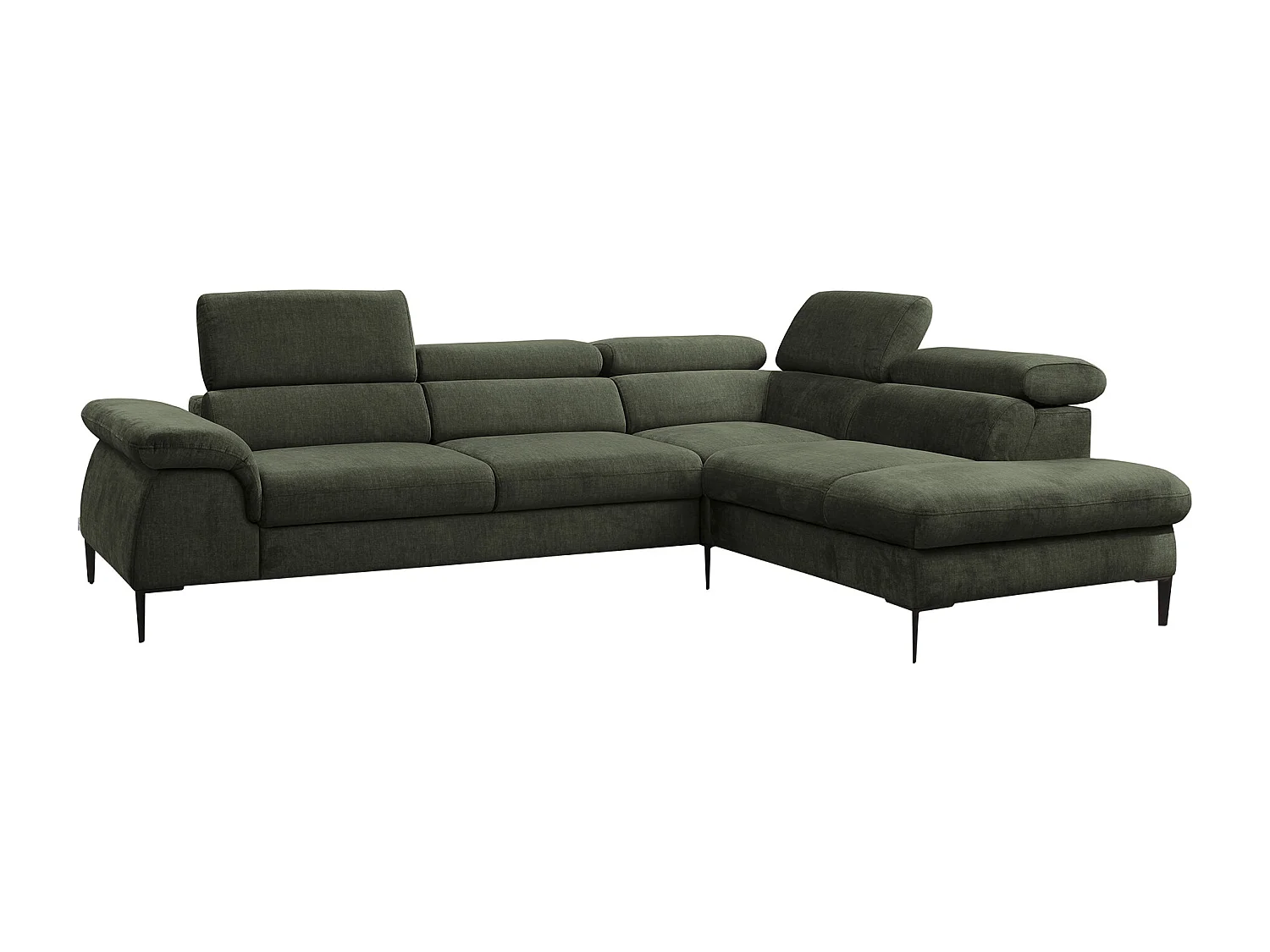 Gran sofá cama rinconera derecha de terciopelo verde SEPINA de Pascal Morabito