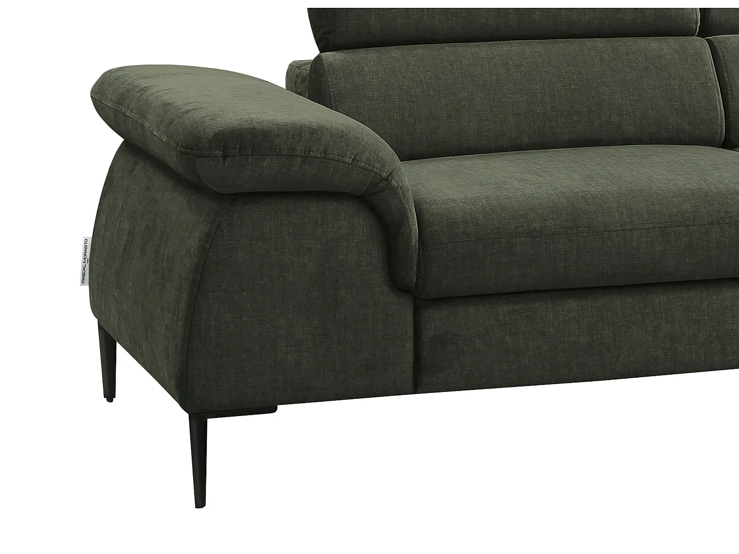 Gran sofá cama rinconera derecha de terciopelo verde SEPINA de Pascal Morabito