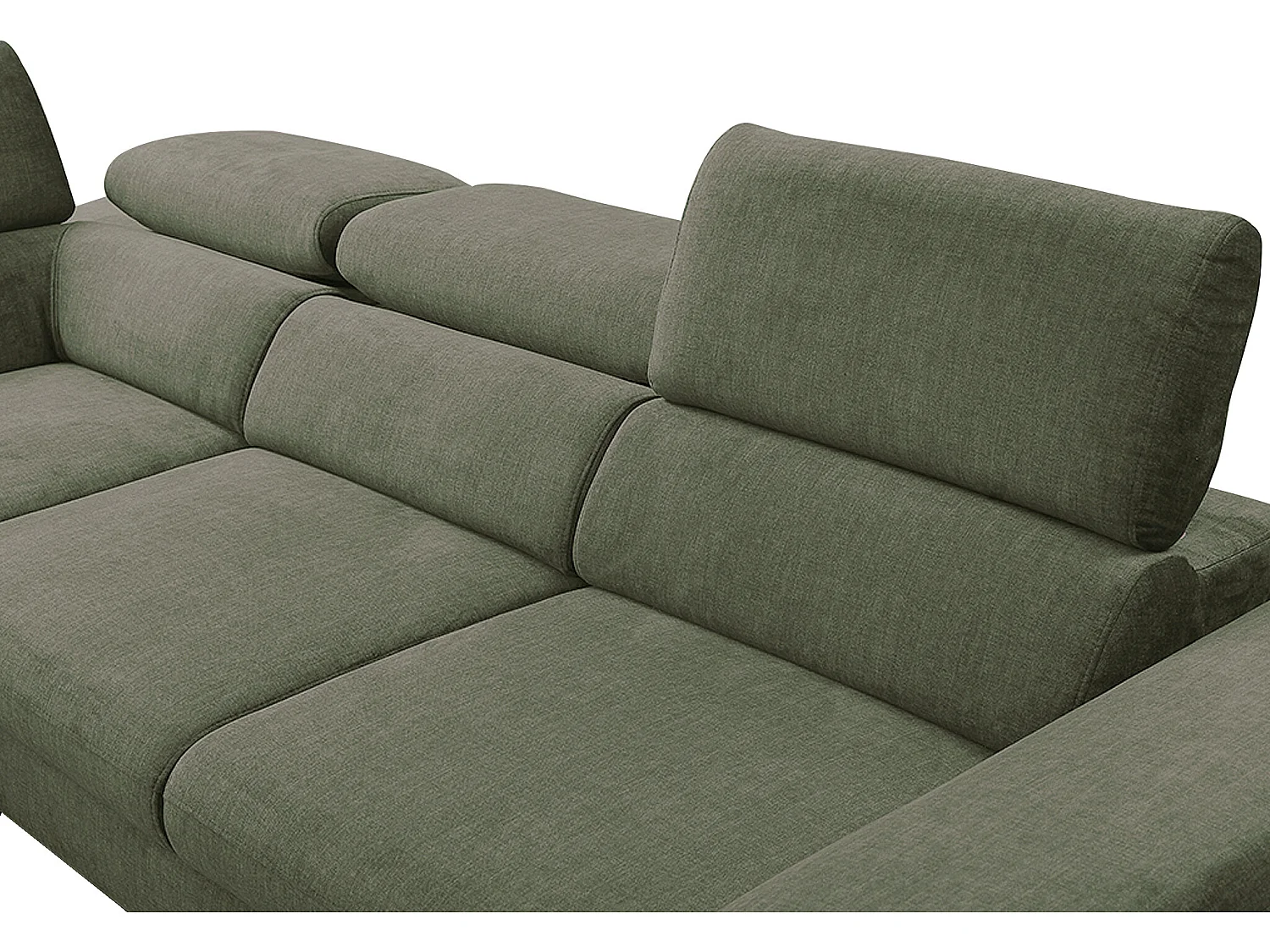 Kanapa narożna lewostronna rozkładana dużych rozmiarów z zielonego weluru - SEPINA Pascala Morabito