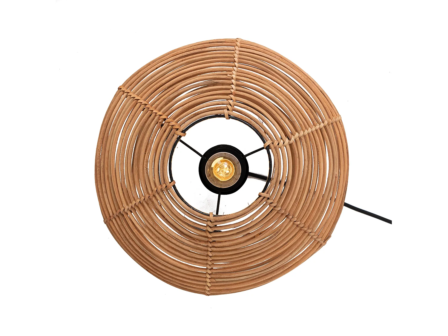 Lampe à poser - ESTEBAN - En rotin - Marron - CEZARE - Ø32cm