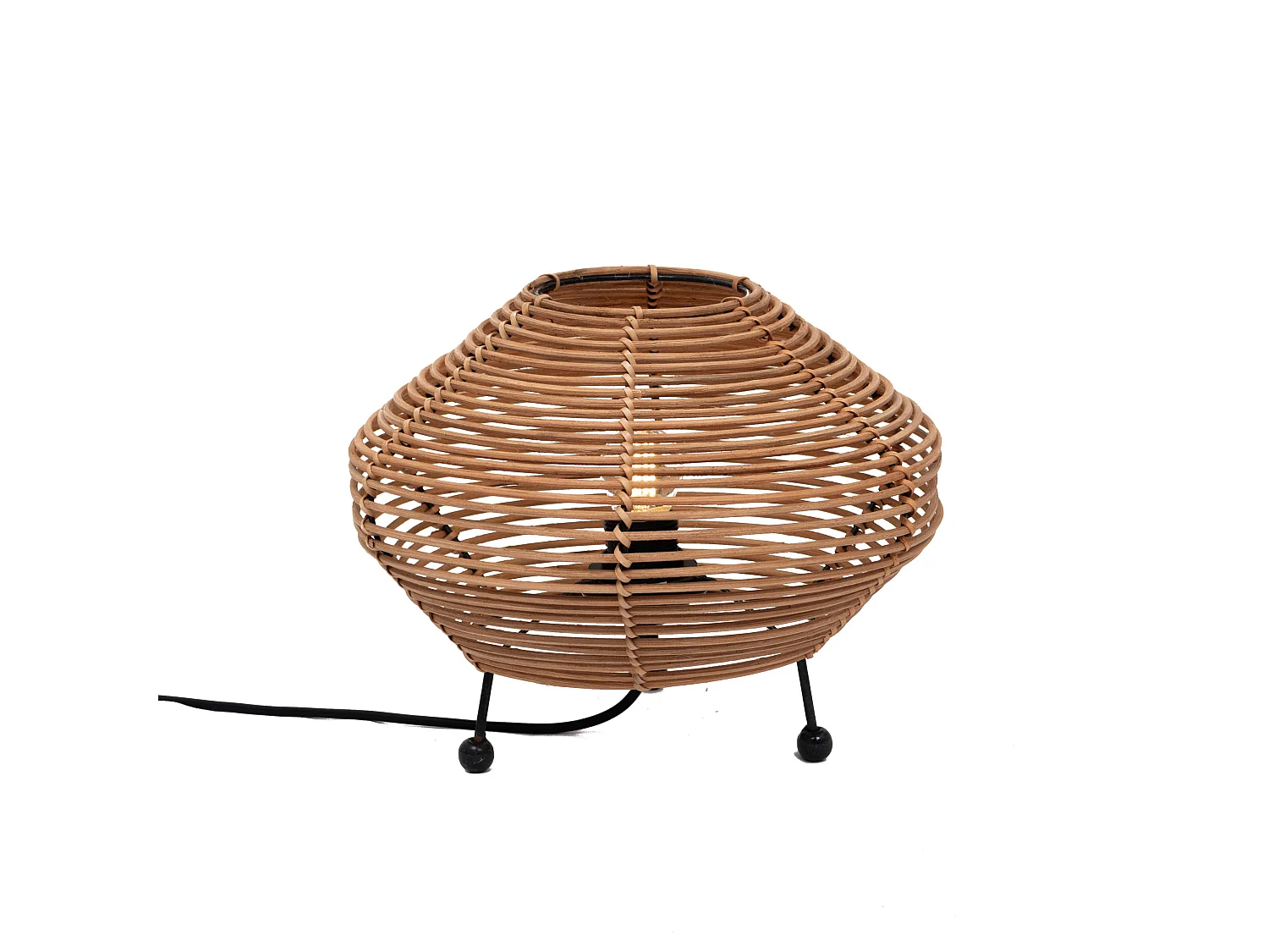 Lampe à poser - ESTEBAN - En rotin - Marron - CEZARE - Ø32cm