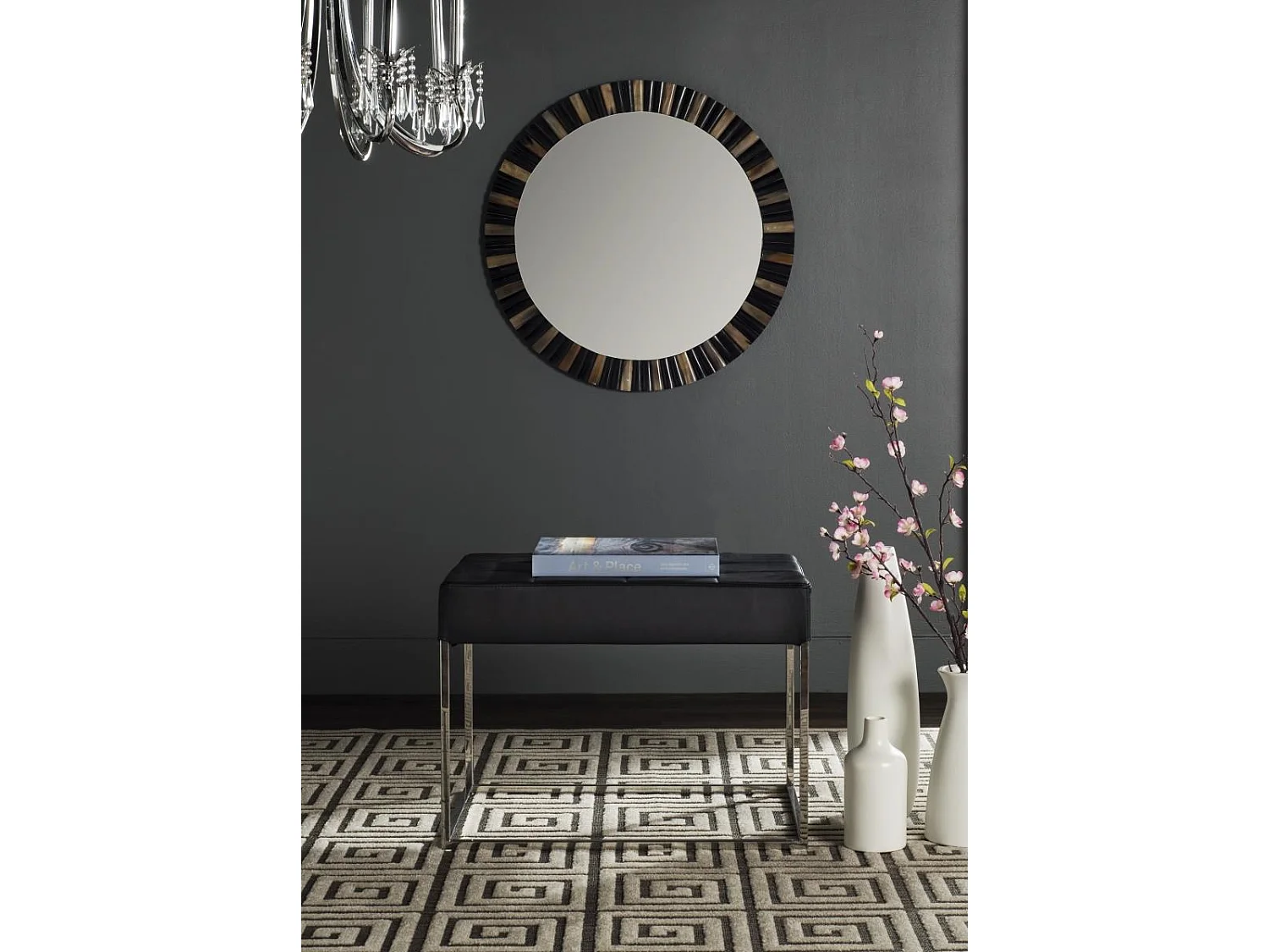 Banc & Ottomane Noir 46 X 64 X 48 cm - Gertha