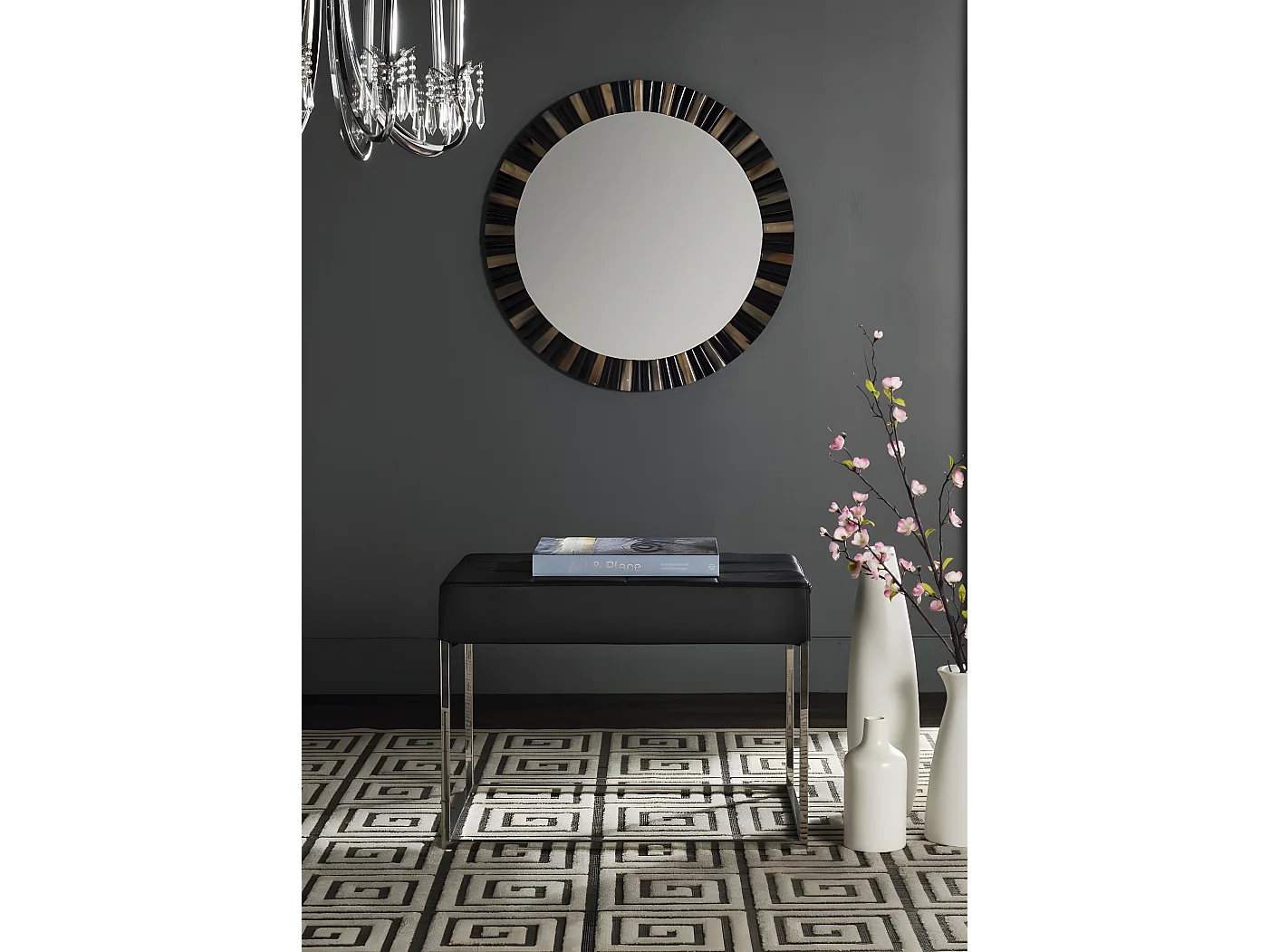 Banc & Ottomane Noir 46 X 64 X 48 cm - Gertha