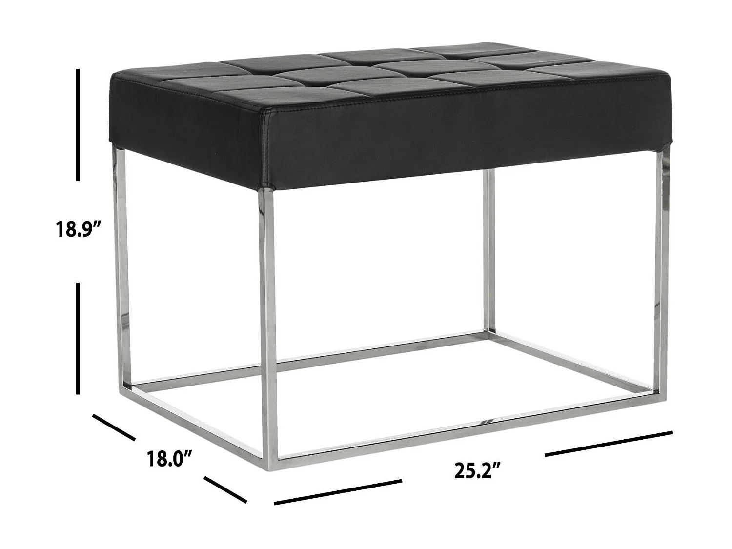 Banc & Ottomane Noir 46 X 64 X 48 cm - Gertha