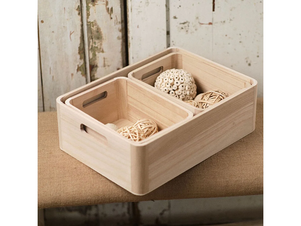 Set de trois panières en bois