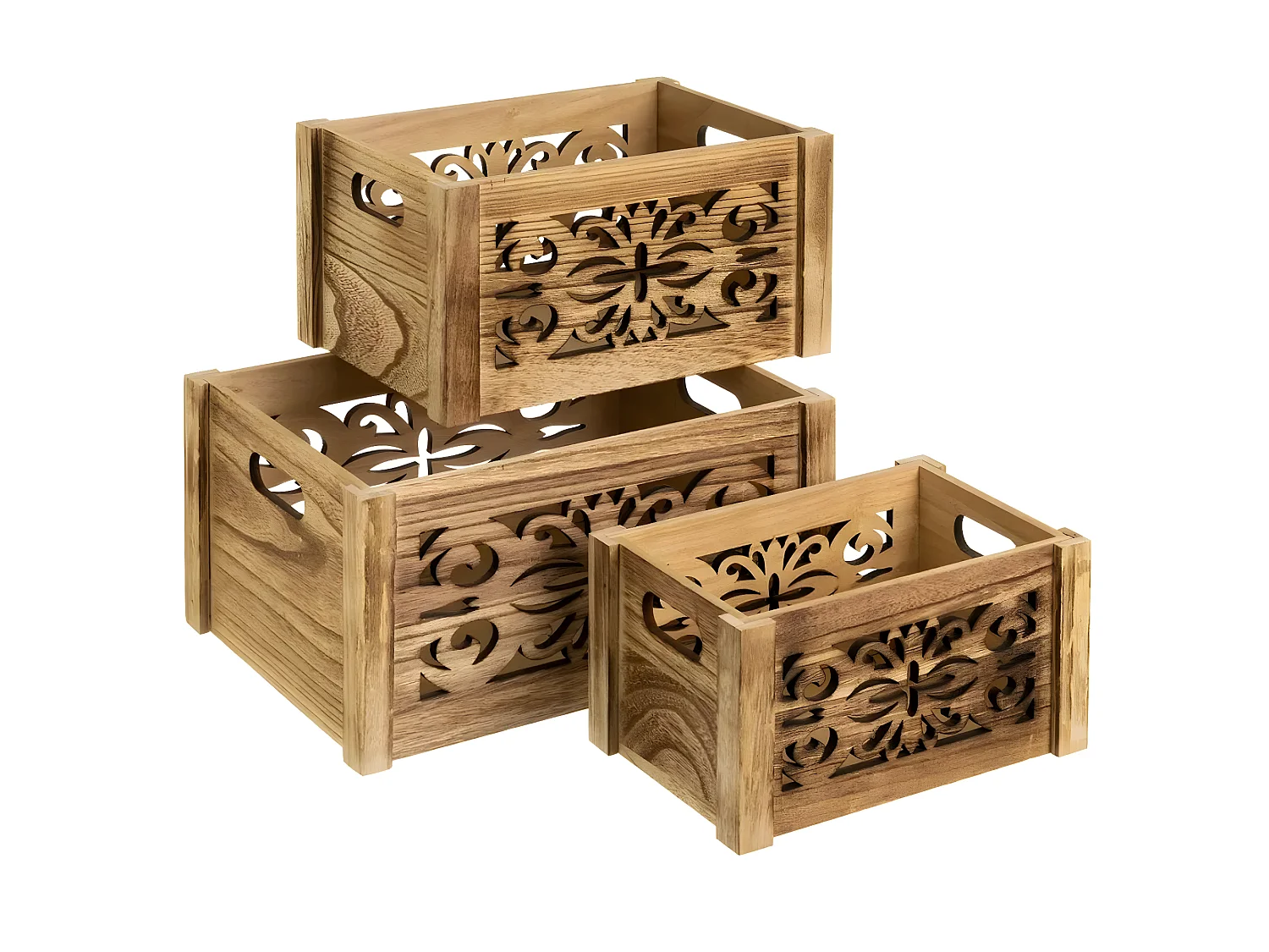 Lot de 3 boites de rangement en bois