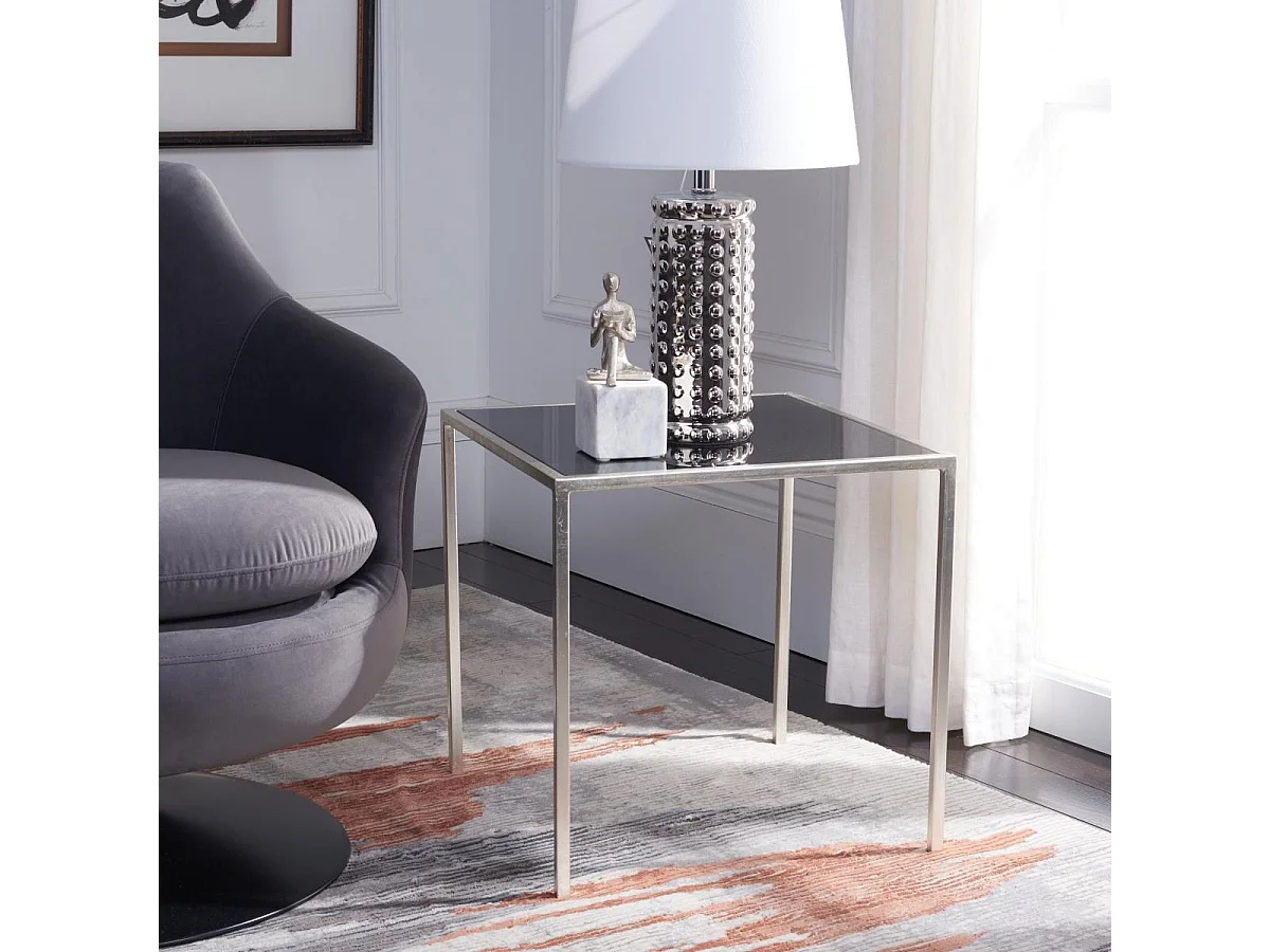 Table d'appoint Argent et noir 46 X 46 X 45.97 cm - Elberta
